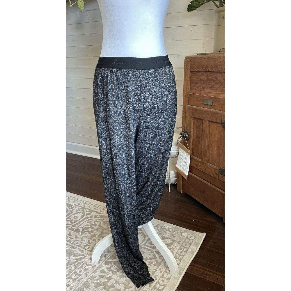 Victoria's Secret PINK Black Knit Jogger Cuffed Ankle Lounge Sleep Pant XS